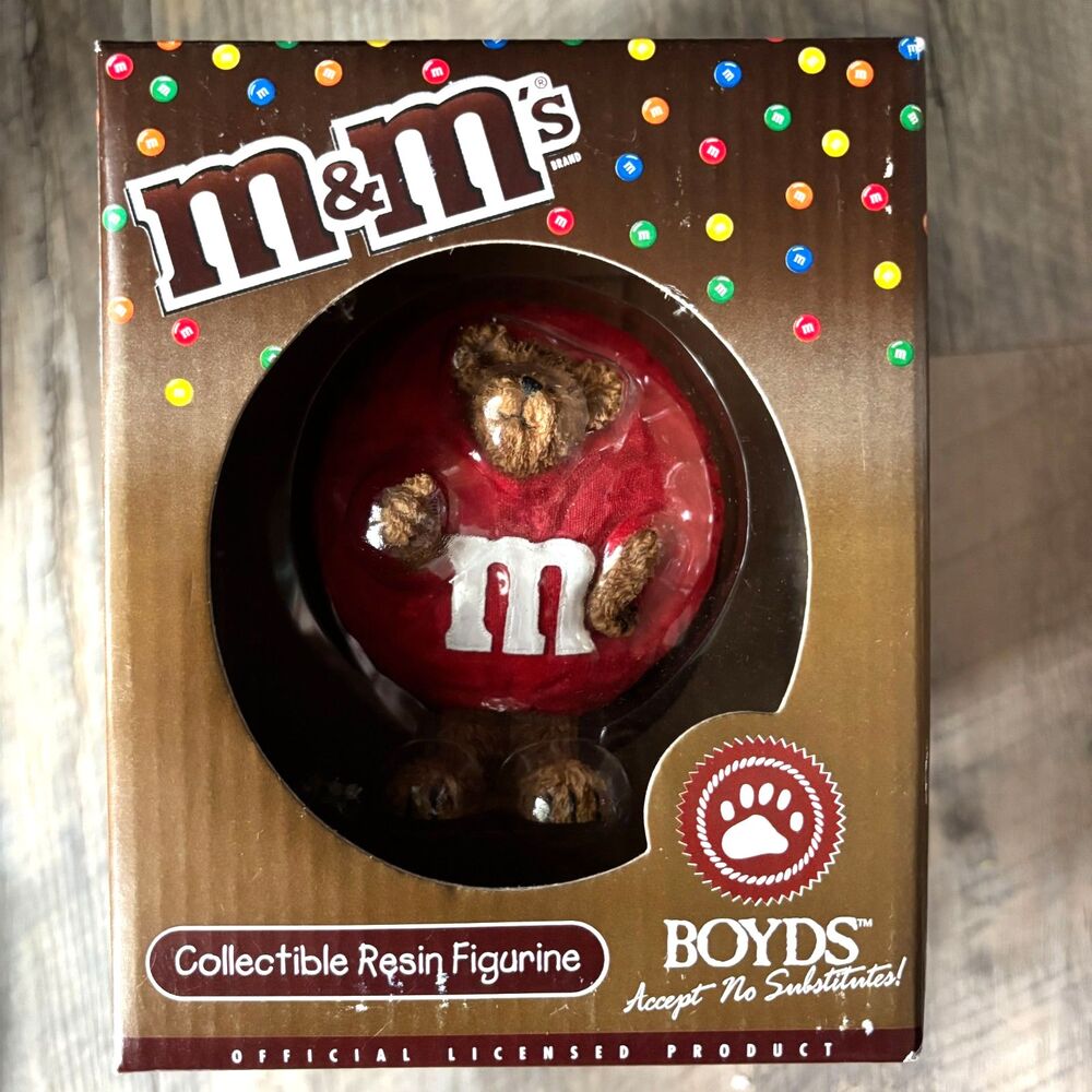 M&M's Boyd's Bear Collectible Resin Figurine Red Shirt 4" Licensed 2003 Box New